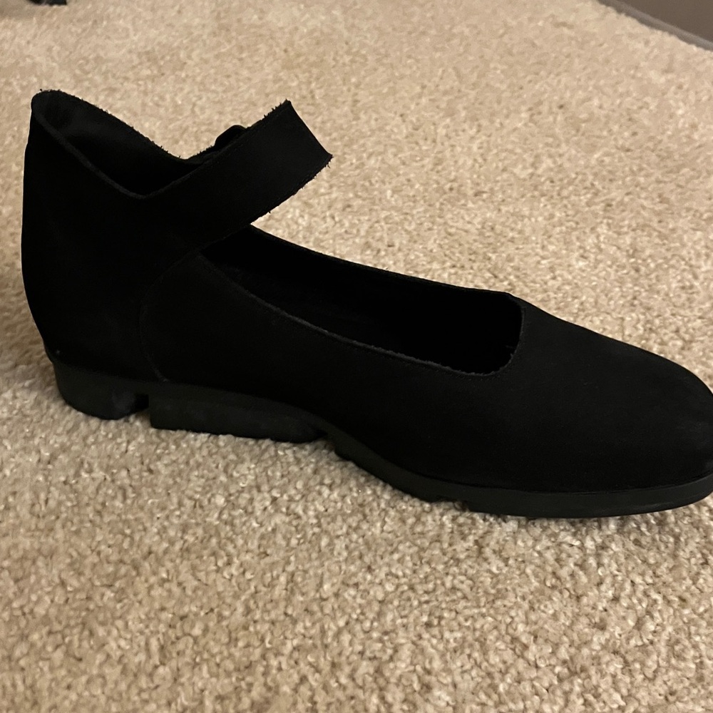 Arche Women's Classic Nubuck Black Comfort Flats with Ankle Strap Sz 9 40 - Picture 5 of 7